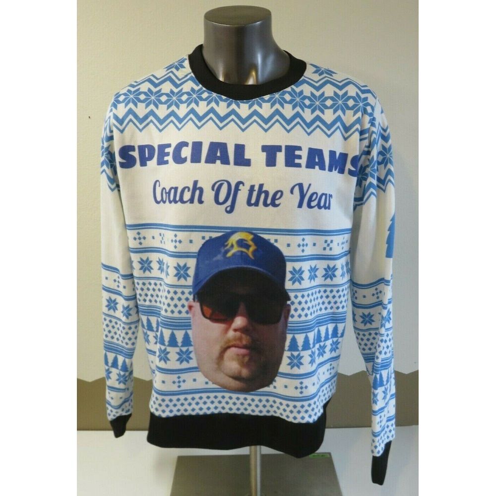 Mens Ugly Christmas Sweaters Crewneck XMAS Sweater Coach Of The Year 2XL‎